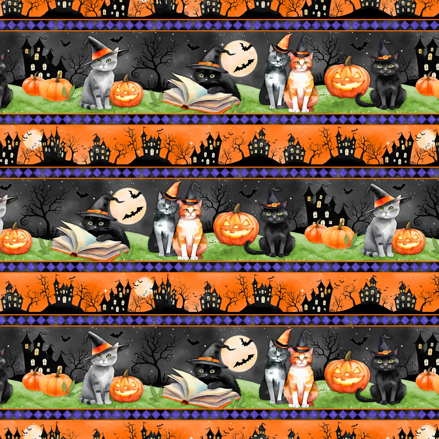 Spooky Tails - Repeating Stripe Multi #33930-897 - Quilting Fabric
