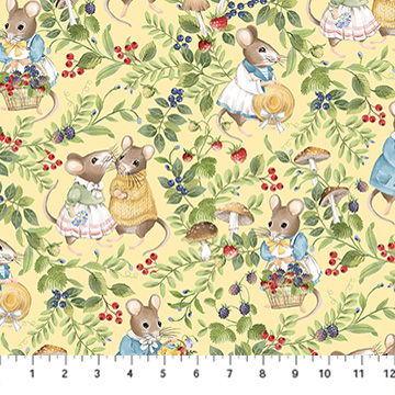 Country Mouse - Scenic Mice Yellow Multi DP29006-52 - Quilting Fabric