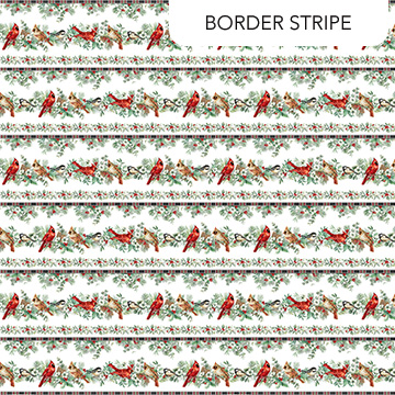Home For Christmas - Border Stripe White Multi DP28924-10 - Quilting Fabric
