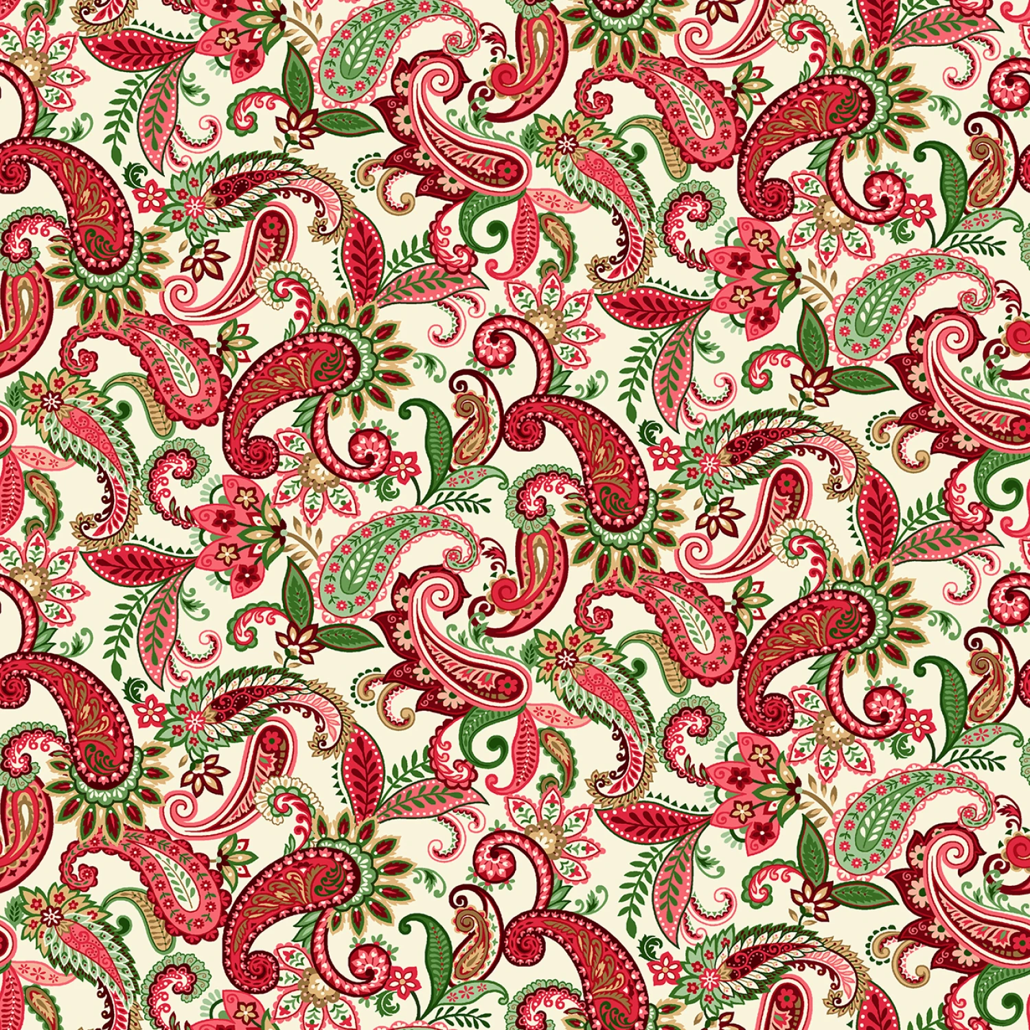 Holiday Feather & Flourish- Cream Paisley #9264-44 - Quilting Fabric