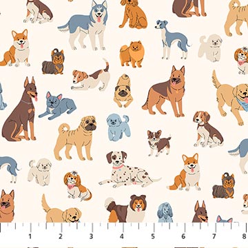 Always By My Side - Dogs on Cream 91326-11 - Quilting Fabric