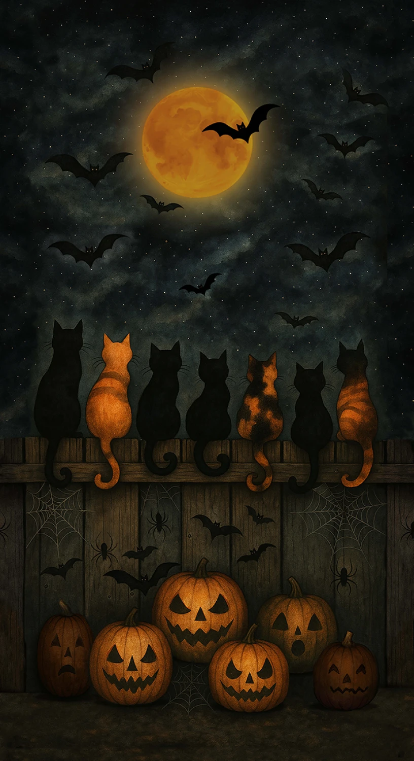 Feline Spooky - Fence Cats 24" Panel #CD4236-SLATE - Quilting Fabric