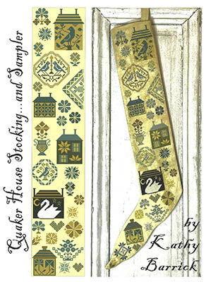 Quaker House Stocking and Sampler Cross Stitch Pattern by Kathy Barrick
