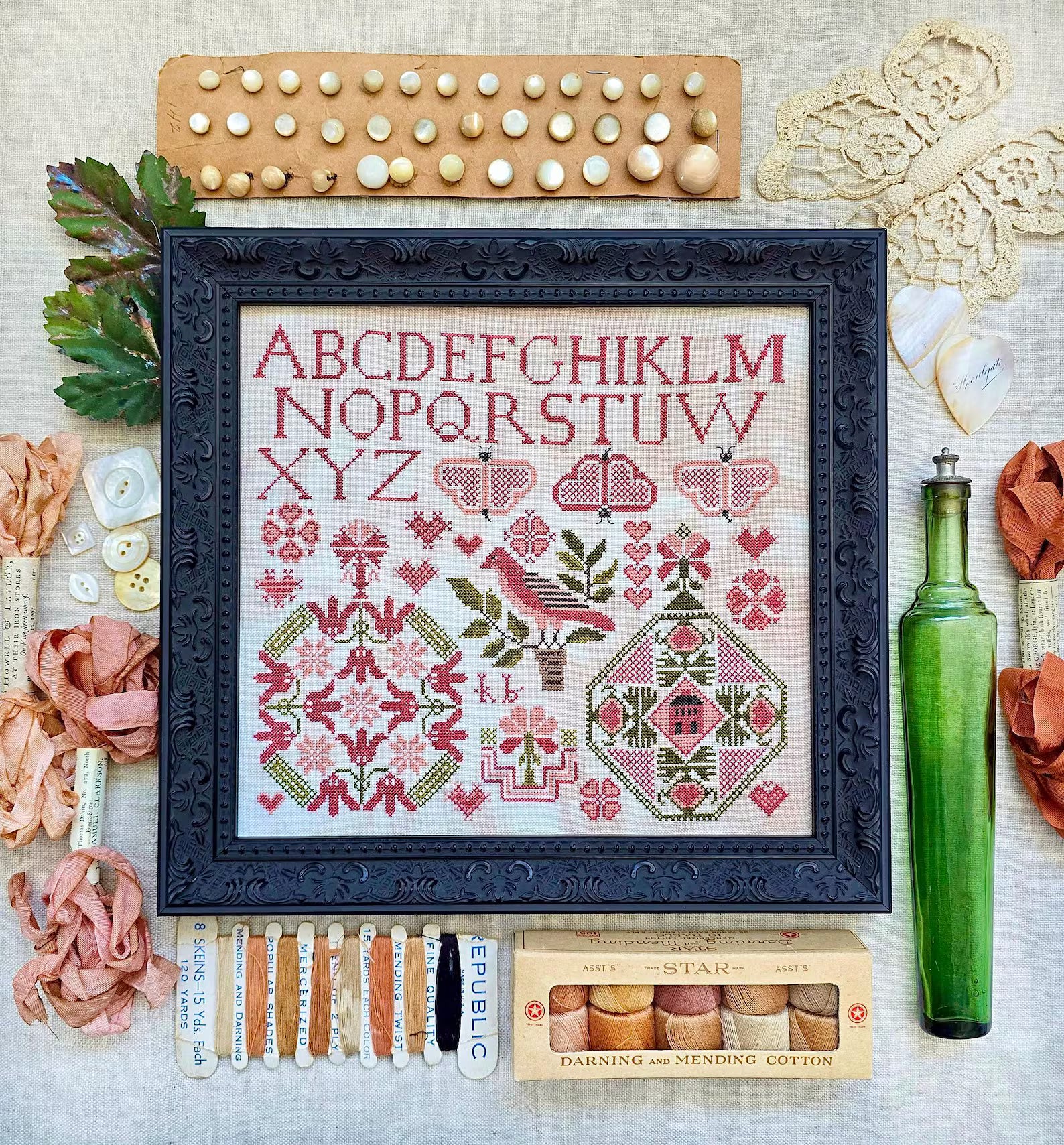 Quaker Hearts Cross Stitch Pattern by Kathy Barrick
