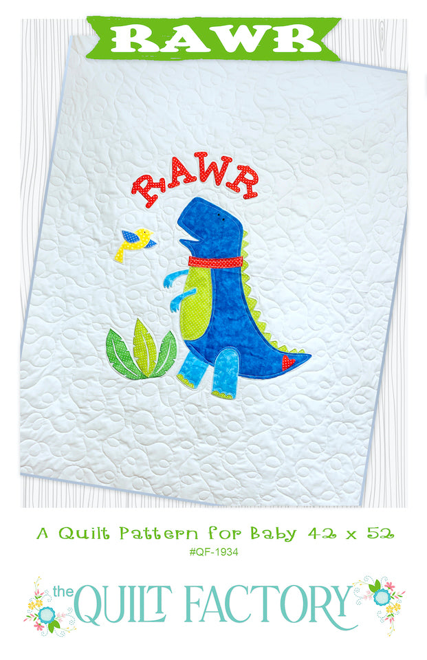 Downloadable Dinosaur RAWR Quilt Pattern
