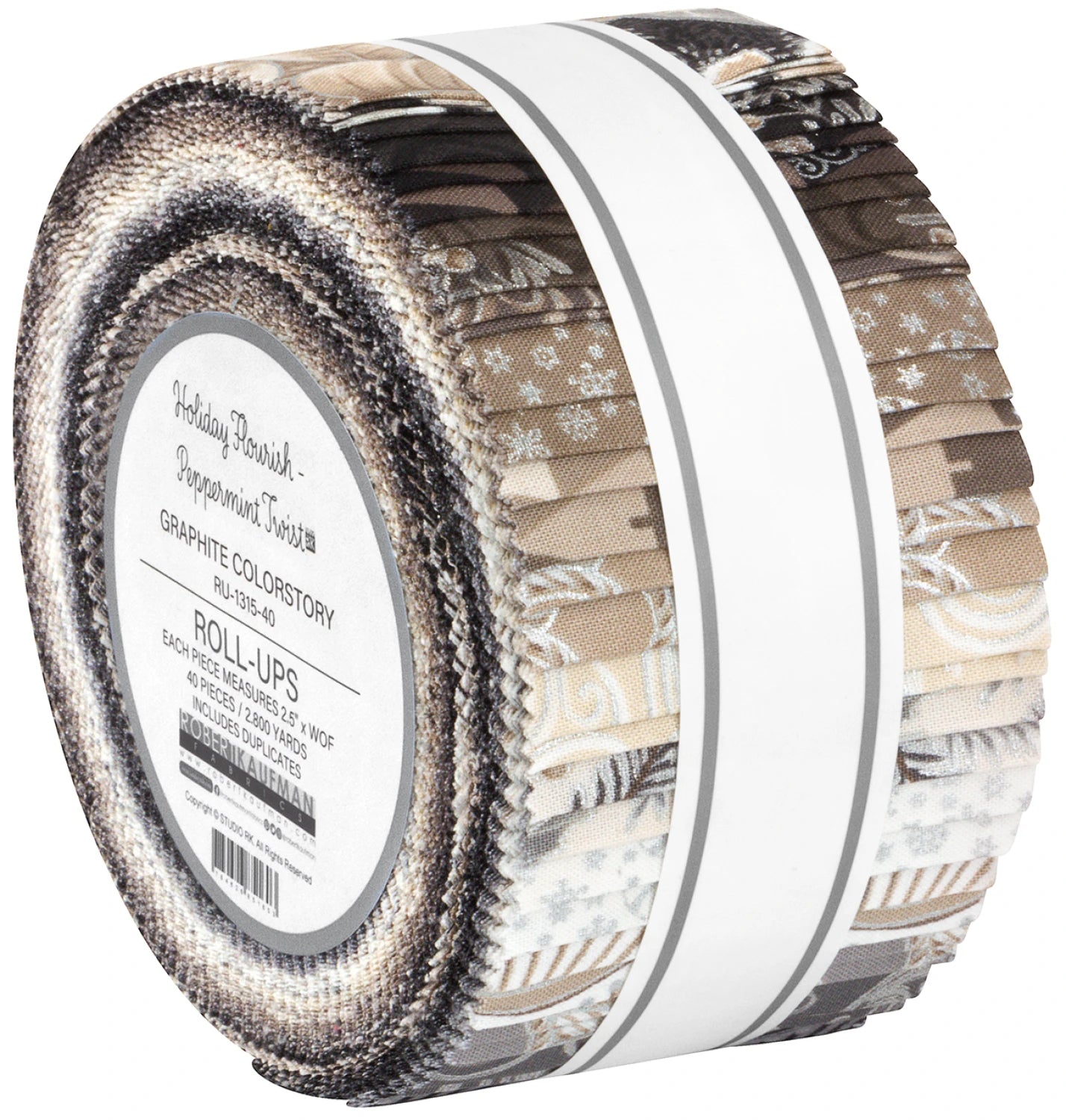 Holiday Flourish - Peppermint Twist - Graphite Colorstory by Robert Kaufman2.5" Strips
