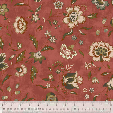 CLEARANCE Windham Fabrics - Garden Tale by Jeanne Horton - 53820-4 - Pomegranate Flourish