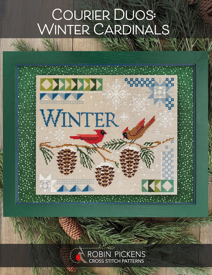 Robin Pickens COURIER DUOS: WINTER CARDINALS Cross Stitch Pattern
