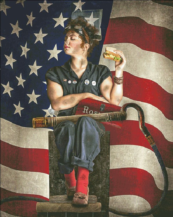 Rosies Lunch Break FULL COVERAGE Cross Stitch Pattern by Heaven and Earth Designs