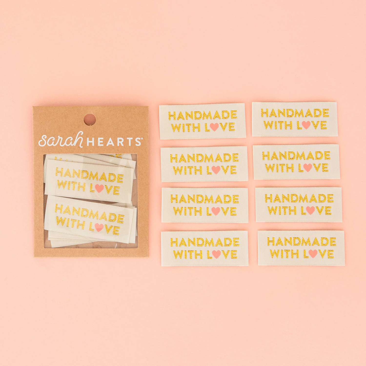 Handmade with Love Gold Woven Labels #SH-LP184 (8/Pkg)