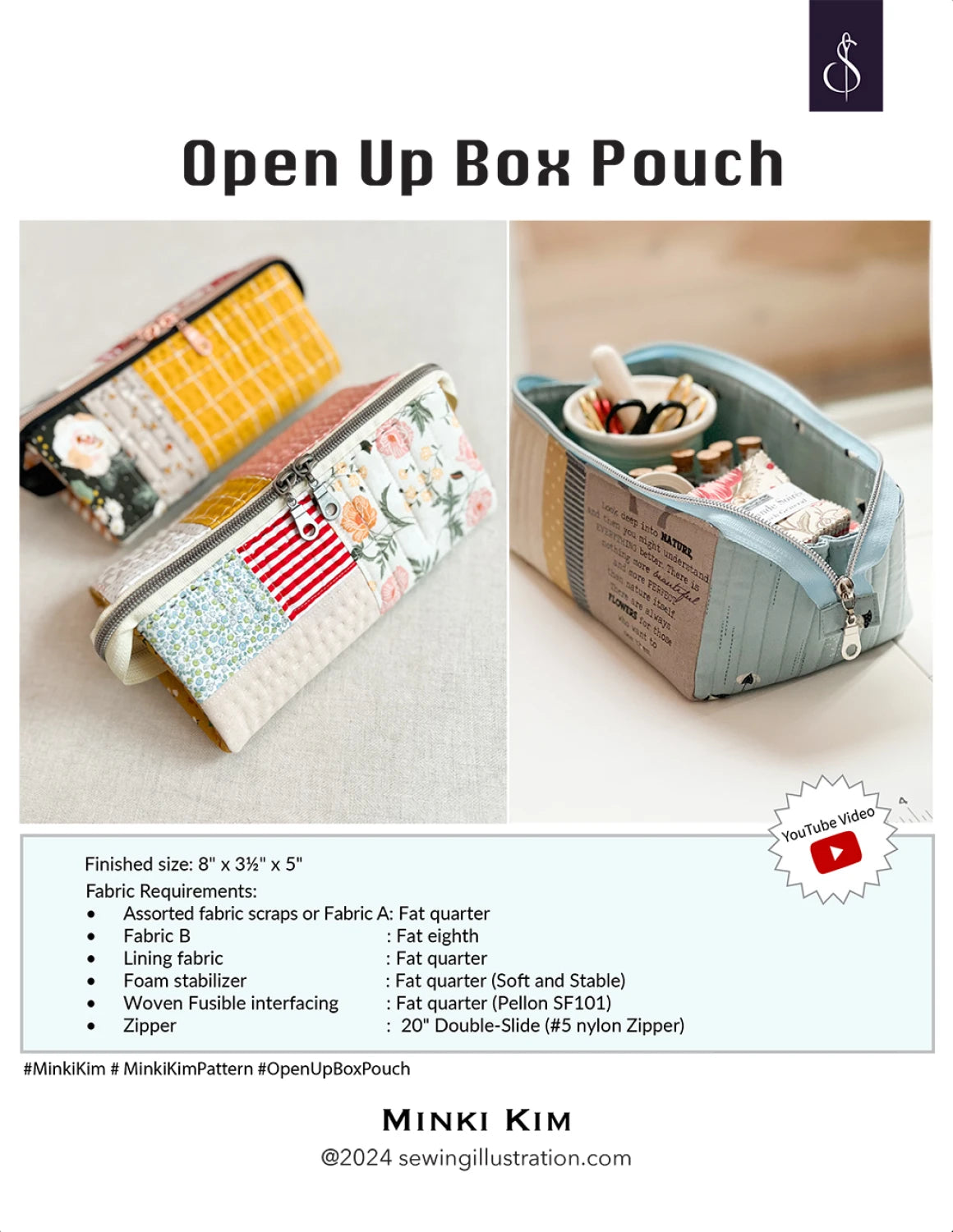 Minki Kim Open Up Box Pouch Pattern - Printed Pattern English