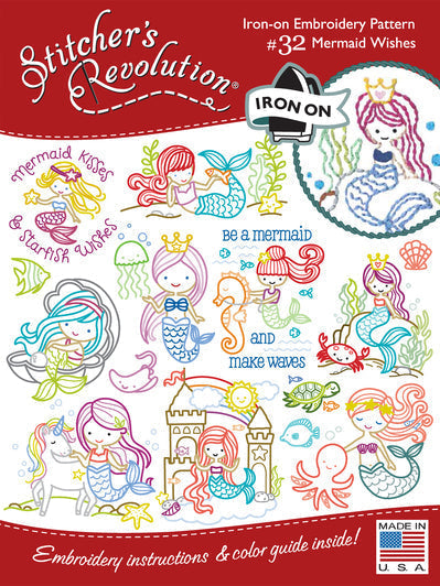 SR32 Mermaid Wishes – Stitcher’s RevolutionHand Stitch Embroidery Transfer Pattern
