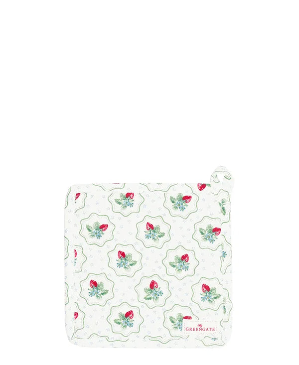 GreenGate Pot Holder Berry Petite White Set of 2