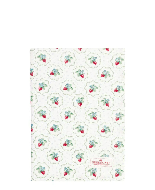 GreenGate Tea Towel Berry Petite White