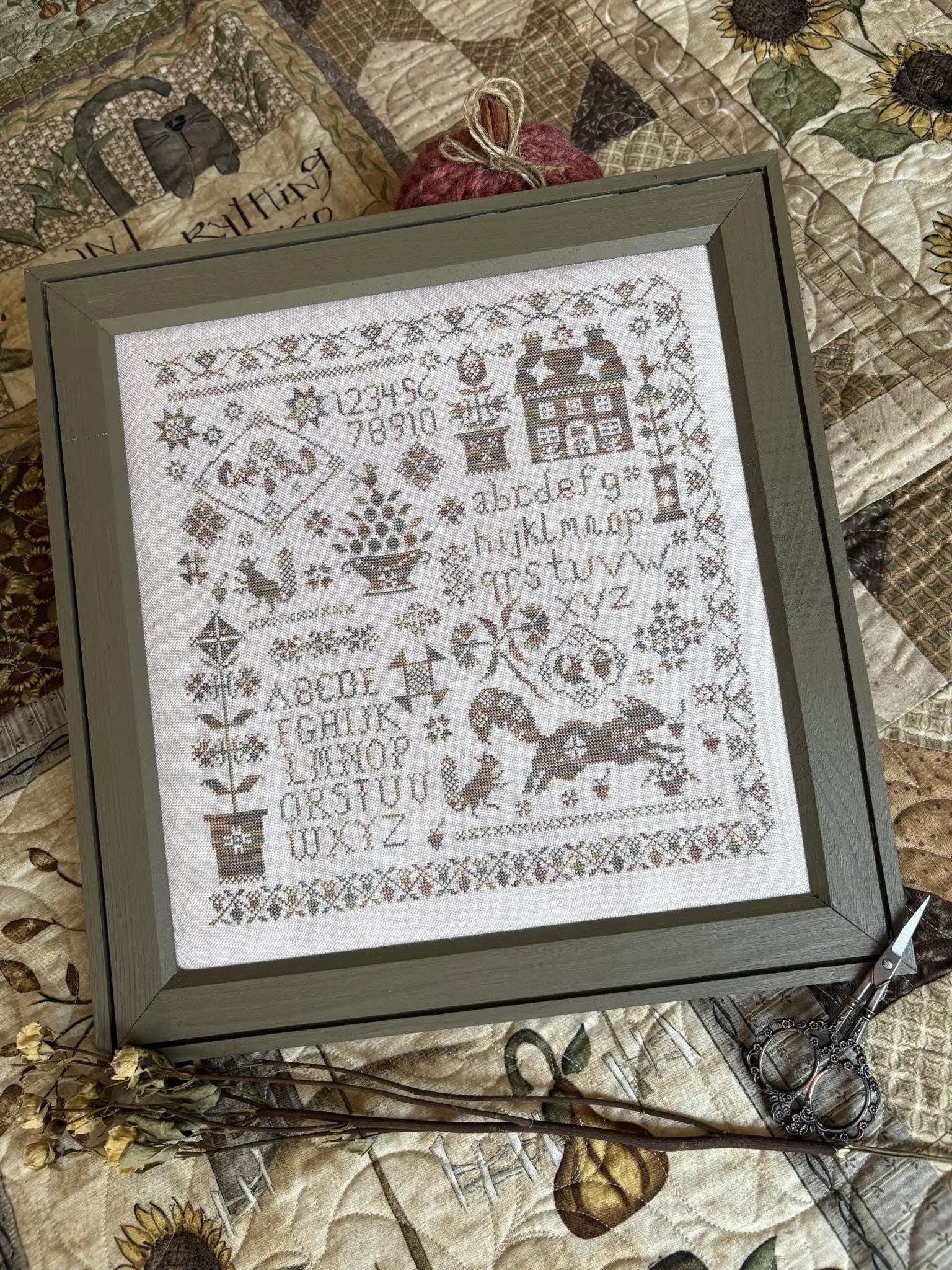 Pansy Patch SASSY SQUIRREL SAMPLER Cross Stitch Pattern