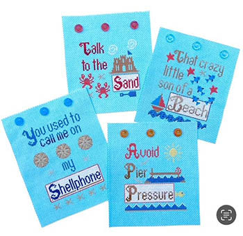 Sassy Beach 4 Pack Cross Stitch Pattern by Pickle Barrel Designs