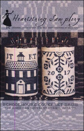 Schoolhouse Coverlet Pin Drum | Cross Stitch Pattern by Heartstring Samplery