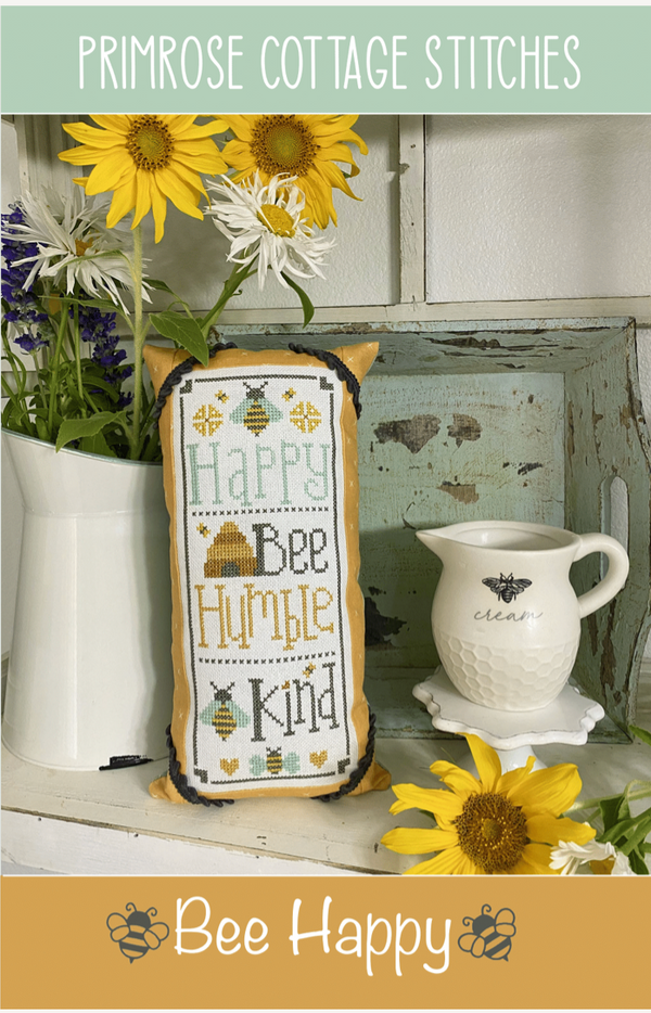 Bee Happy Cross Stitch by Lindsey Weight of Primrose Cottage Stitches - PAPER Pattern PCS-020