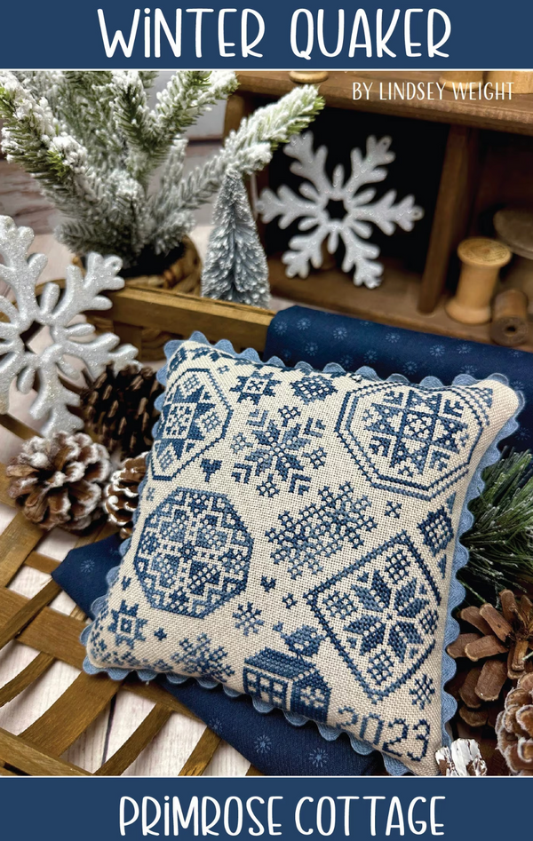 Winter Quaker Cross Stitch by Lindsey Weight of Primrose Cottage - PAPER Pattern PCS-124