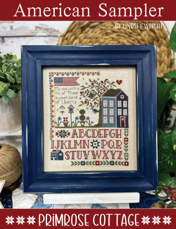 American Sampler Cross Stitch by Lindsey Weight of Primrose Cottage Stitches - PAPER Pattern PCS-136