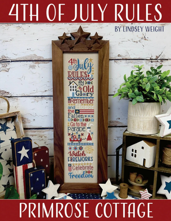4th of July Rules Cross Stitch by Lindsey Weight of Primrose Cottage - PDF Pattern