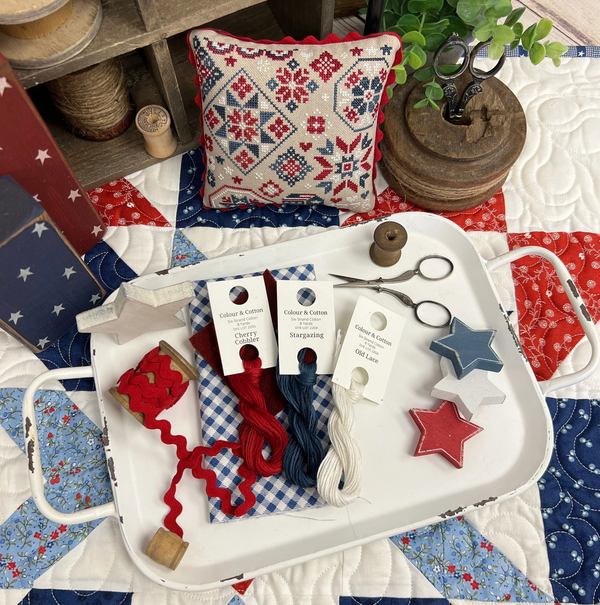Patriotic Quaker Finishing Kit/Floss Pack By Lindsey Weight of Primrose Cottage FK-126