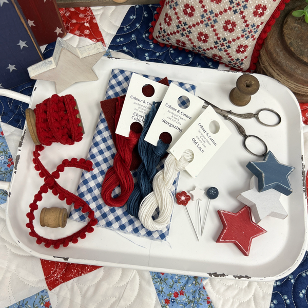 Red, White, and Blue Quilt Finishing Kit/Floss Pack By Lindsey Weight of Primrose Cottage