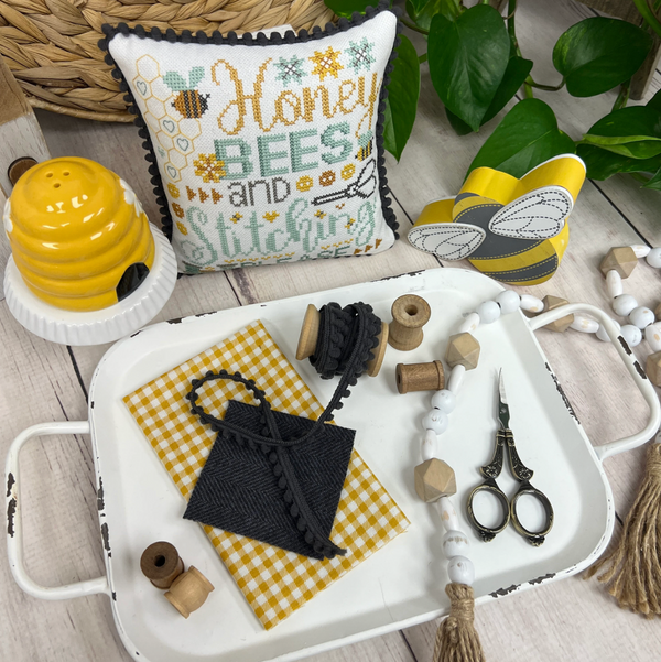 Honey Bees and Stitching Please Finishing Kit By Lindsey Weight of Primrose Cottage