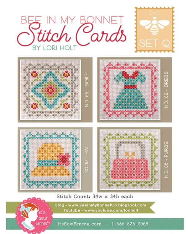 Bee In My Bonnet Stitch Card Set Q by Lori Holt Paper Pattern
