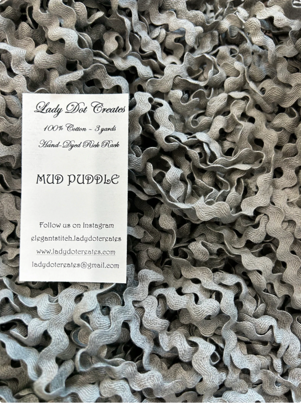Ric Rac Trim - Mud Puddle Hand-Dyed 100% Cotton Half Inch by Lady Dot Creates