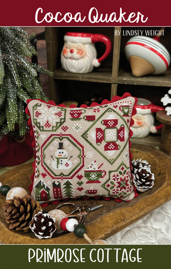 Cocoa Quaker Cross Stitch by Lindsey Weight of Primrose Cottage - PAPER Pattern PCS-151