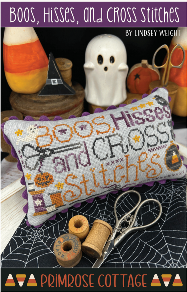 Boos, Hisses, and Cross Stitches by Lindsey Weight of Primrose Cottage - PDF Pattern