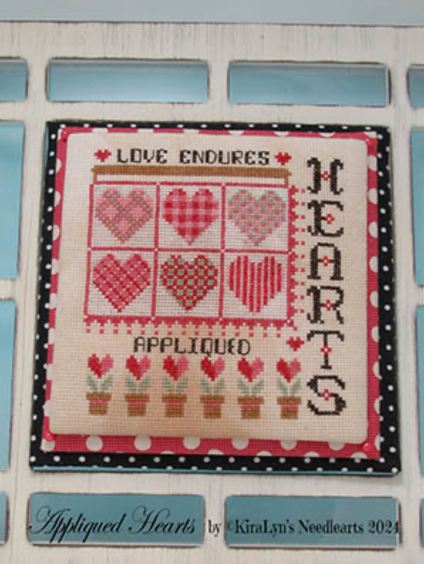 Appliquéd Hearts Cross Stitch by Kiralyn's Needlearts - PAPER Pattern