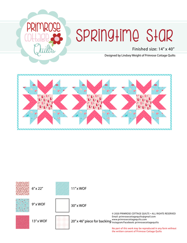 Springtime Star - by Lindsey Weight of Primrose Cottage Quilts - Quilt PDF Pattern