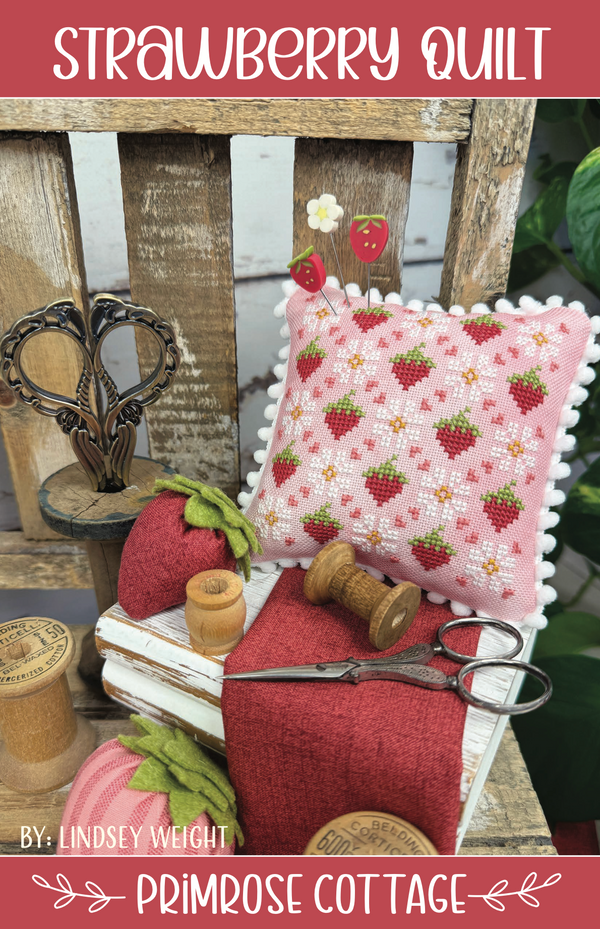Strawberry Quilt Cross Stitch by Lindsey Weight of Primrose Cottage - PDF Pattern
