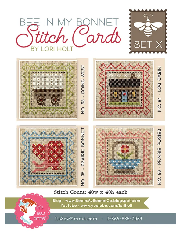 Bee In My Bonnet Stitch Card Set X Cross Stitch by Lori Holt - Paper Pattern