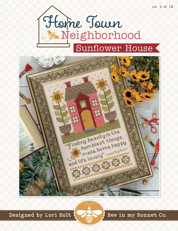 Home Town Neighborhood - Sunflower House Cross Stitch by Lori Holt of Bee in My Bonnet - Paper Pattern