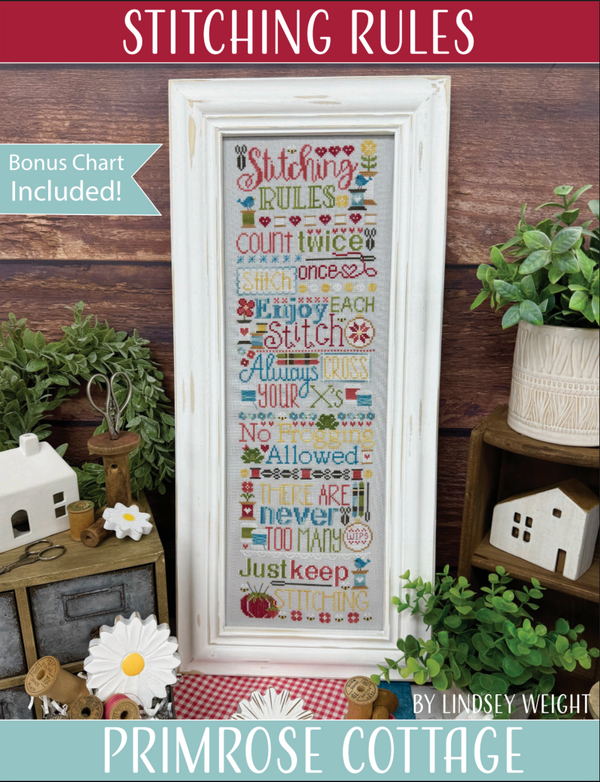 Stitching Rules Cross Stitch by Lindsey Weight of Primrose Cottage - PDF Pattern