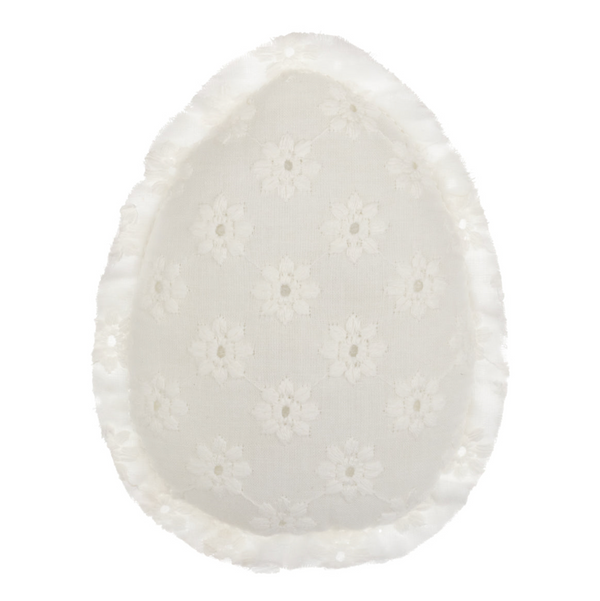 White Eyelet Fabric Egg | Collins Painting & Design | CF-2607