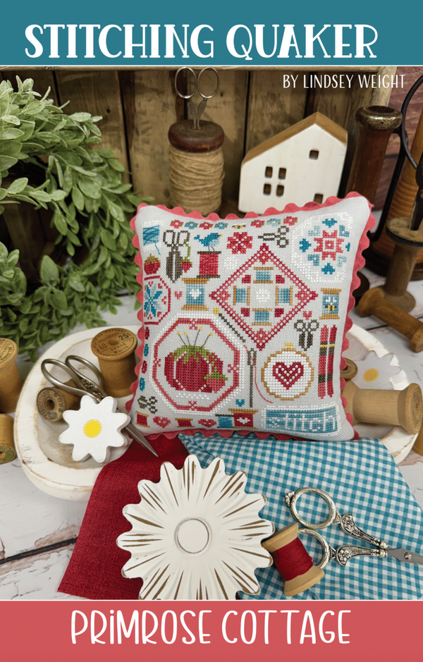 Stitching Quaker Cross Stitch by Lindsey Weight of Primrose Cottage - PAPER Pattern