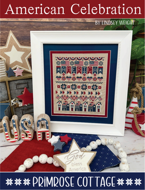 American Celebration Cross Stitch by Lindsey Weight of Primrose Cottage - PDF Pattern