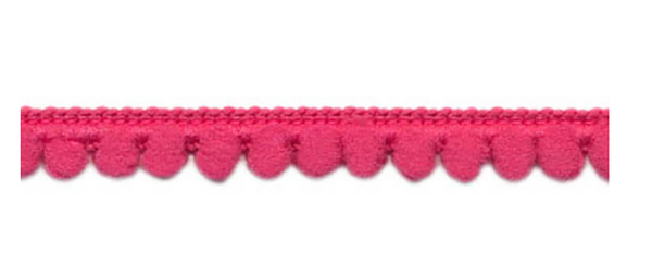 Baby Pom Pom Trim Fringe, 3/8 inch - Rose