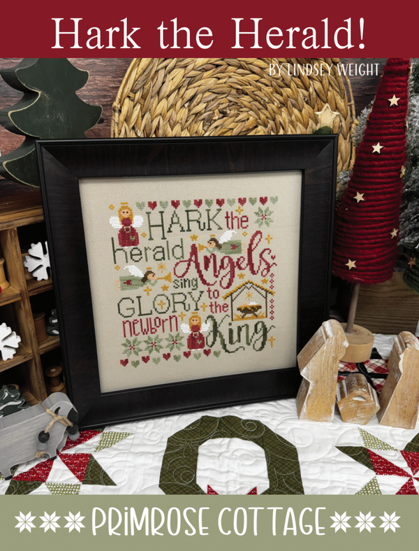 Hark the Herald Cross Stitch by Lindsey Weight of Primrose Cottage - PAPER Pattern