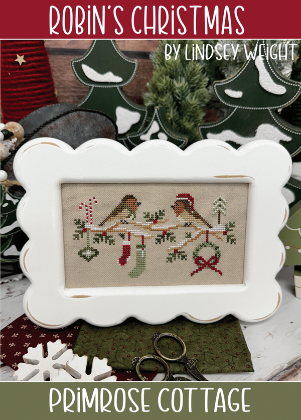 Robin's Christmas Cross Stitch by Lindsey Weight of Primrose Cottage - PAPER Pattern