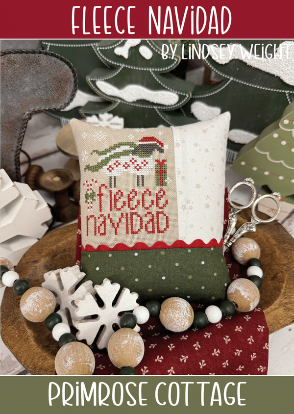 Fleece Navidad Cross Stitch by Lindsey Weight of Primrose Cottage - PDF Pattern