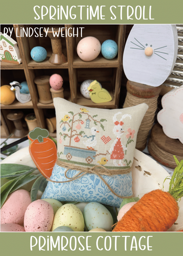 Springtime Stroll Cross Stitch by Lindsey Weight of Primrose Cottage - PAPER Pattern
