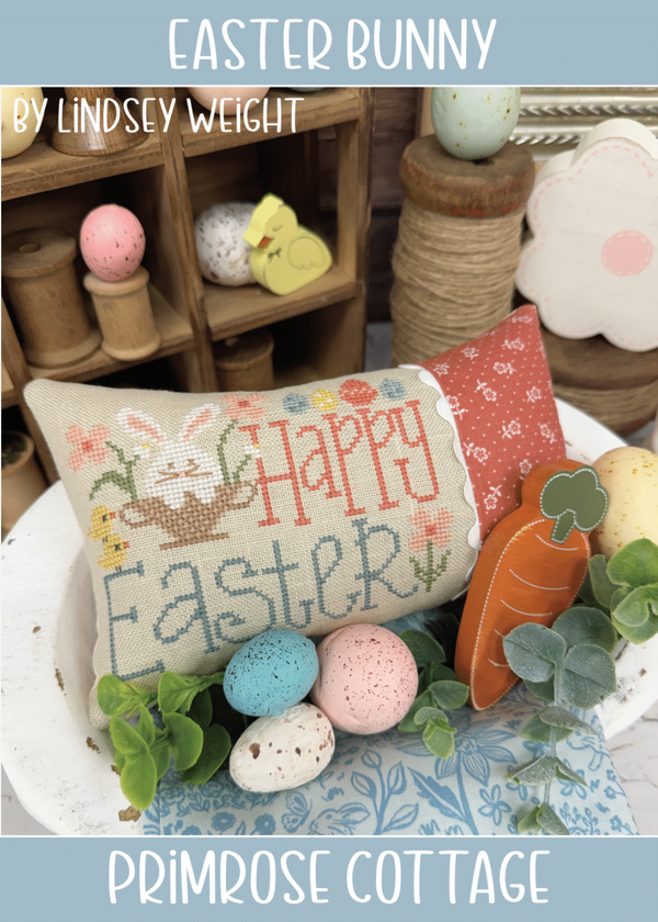 Easter Bunny Cross Stitch by Lindsey Weight of Primrose Cottage - PAPER Pattern
