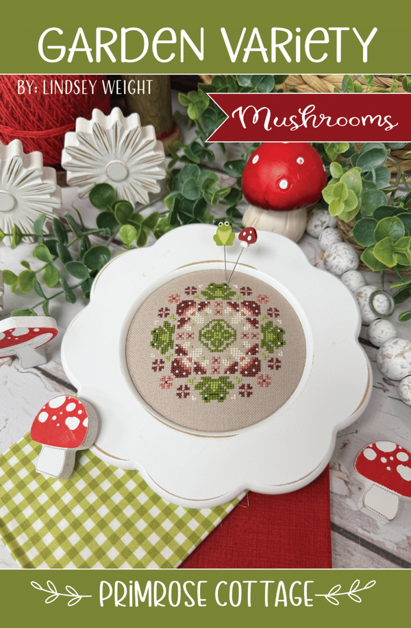 Garden Variety: Mushroom Cross Stitch by Lindsey Weight of Primrose Cottage - PDF Pattern