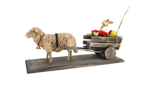 Marolin Easter Cart with Sheep and Easter Rabbit on Coach Box