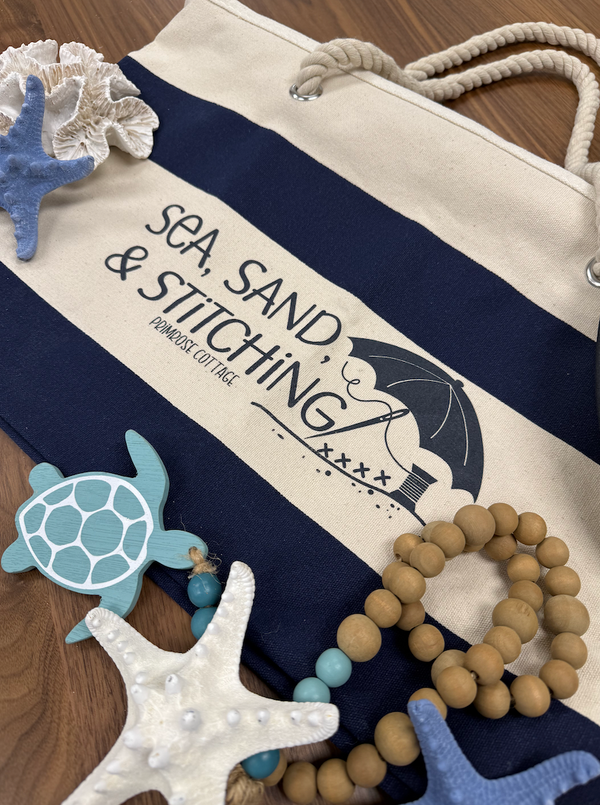 Sea, Sand, & Stitching Canvas Beach Bag - Designed By Lindsey Weight